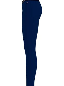 Legging en coton biologique mélangé bleu uni avec une coupe slim