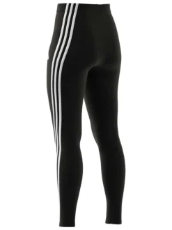 Legging en coton stretch noir uni à bandes blanches en biais, coupe skinny