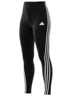 Legging en coton stretch noir uni à bandes blanches en biais, coupe skinny
