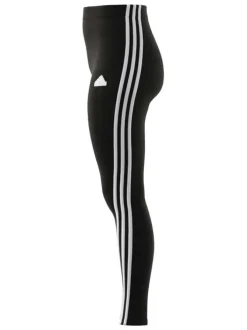 Legging en coton stretch noir uni à bandes blanches en biais, coupe skinny