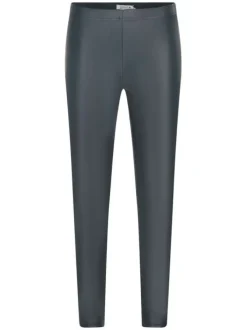 Legging en simili cuir pétrole à coupe bootcut et ceinture élastiquée