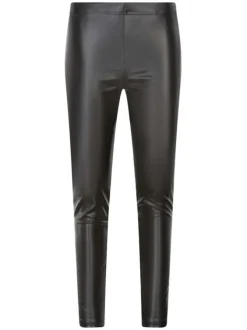 Legging noir en simili cuir avec une coupe bootcut et ceinture élastiquée