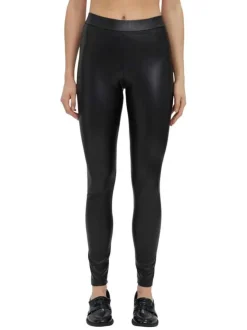 Legging noir uni avec une coupe skinny et une taille élastiquée