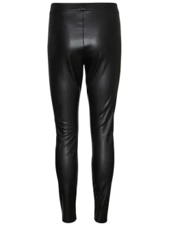 Legging noir uni avec une coupe skinny et une taille élastiquée