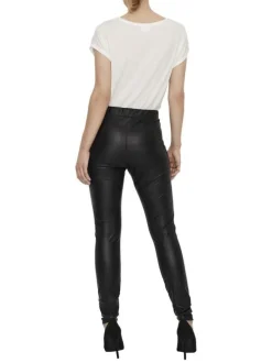 Legging noir uni avec une coupe skinny et une taille élastiquée