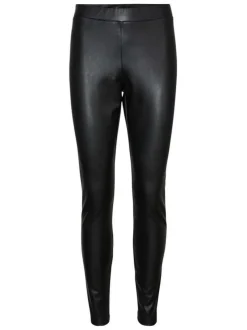 Legging noir uni avec une coupe skinny et une taille élastiquée