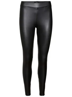 Legging noir uni avec une coupe skinny et une taille élastiquée