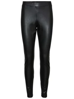 Legging noir uni avec une coupe skinny et une taille élastiquée