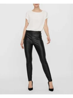 Legging noir uni avec une coupe skinny et une taille élastiquée