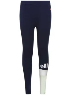 Legging taille basse en coton marine uni avec une coupe skinny et logo floqué