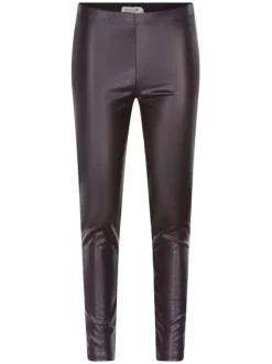 Legging violet en simili cuir avec une coupe bootcut et taille élastiquée