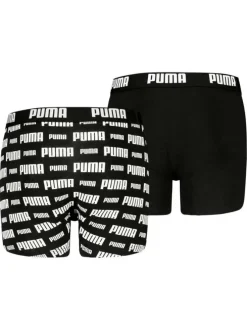 Lot de 2 boxers classiques en coton noirs imprimés nom de la marque