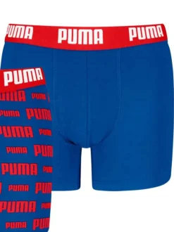 Lot de 2 boxers classiques en coton bleus imprimés nom de la marque