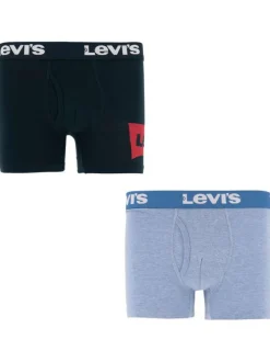 Lot de 2 Boxers en coton bleu et marine unis avec une coupe ouverte