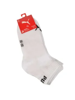 Lot de 3 chaussettes blanches unies avec logo de la marque brodé en noir