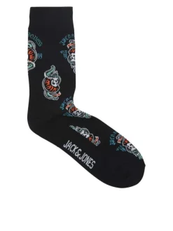 Lot de 5 chaussettes en coton mélangé avec deux printées et 3 unies