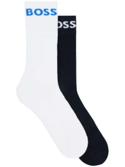 Lot de 2 chaussettes hautes en coton noires et blanches unies