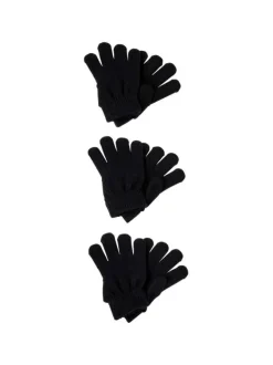 Lot de 3 gants noirs unis