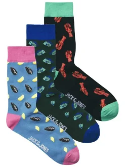 Lot de 3 paires de chaussettes hautes en coton mélangé multicolores imprimées