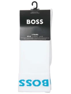 Lot de 2 paires de chaussettes hautes en coton mélangé blanches unies