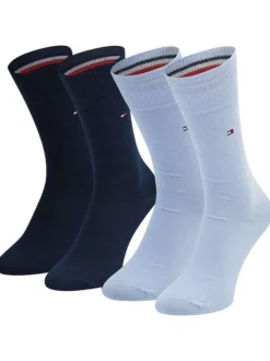 Lot de 2 paires de chaussettes en coton mélangé bleues unies coupe hautes