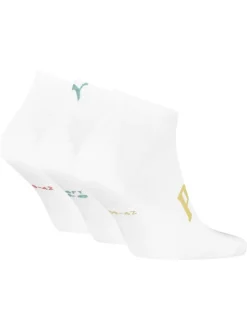 Lot de 3 paires de chaussettes basses blanches unies avec le nom de la marque