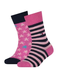 Lot de 2 paires de chaussettes hautes roses en coton