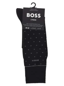 Lot de 2 paires de chaussettes hautes noires à pois avec marque