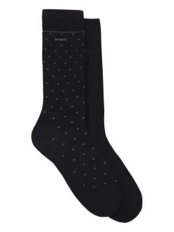 Lot de 2 paires de chaussettes hautes noires à pois avec marque