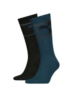 Lot de 2 paires de chaussettes Puma en coton mélangé stretch bicolore logotypées