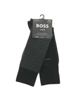 Lot de 2 paires de chaussettes hautes noires unies et à motif
