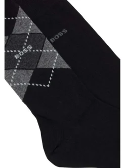 Lot de 2 paires de chaussettes hautes en coton noires carreaux coupe haute