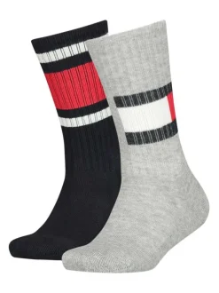 Lot de 2 paires de chaussettes hautes gris et noir unies avec une coupe haute et un imprimé chiné