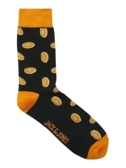 Lot de 3 paires de chaussettes hautes en coton mélangé noires imprimées