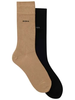 Lot de 2 paires de chaussettes hautes en coton mélangé bicolore unies