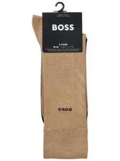 Lot de 2 paires de chaussettes hautes en coton mélangé bicolore unies