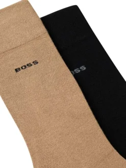 Lot de 2 paires de chaussettes hautes en coton mélangé bicolore unies