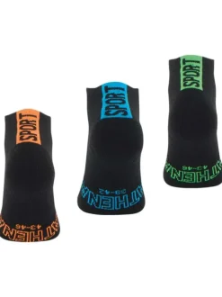 Lot de 3 paires de chaussettes basses noires brodées en mutlicolore