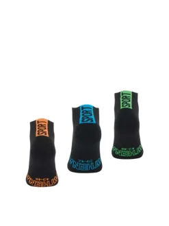 Lot de 3 paires de chaussettes basses noires brodées en mutlicolore