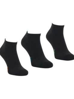 Lot de 3 paires de chaussettes basses noires brodées en mutlicolore