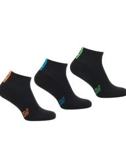 Lot de 3 paires de chaussettes basses noires brodées en mutlicolore