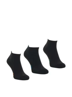 Lot de 3 paires de chaussettes basses noires brodées en mutlicolore
