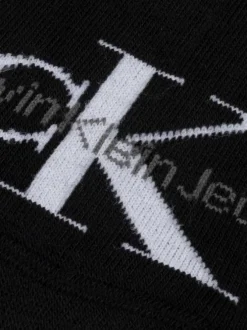 Lot de 2 paires de chaussettes basses noires unies avec monogrammes blancs