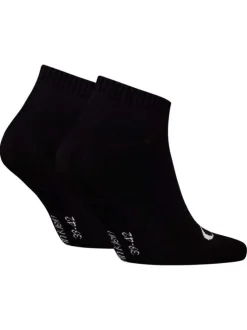Lot de 2 paires de chaussettes basses noires unies avec monogrammes blancs