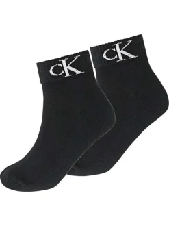 Lot de 2 paires de chaussettes hautes en coton mélangé noires unies