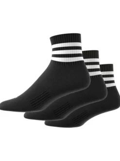 Lot de 3 paires de chaussettes mi-hautes en coton noir à bandes et logos blancs