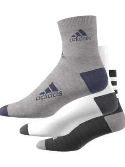 Lot de 3 paires de chaussettes logotypées mi-hautes en coton gris, noir et blanc