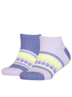 Lot de 2 paires de chaussettes lavande à rayures pour fille en coton