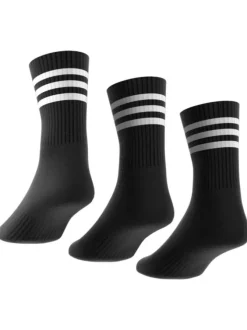 Lot de 3 paires de chaussettes hautes en coton noir uni à logos blancs