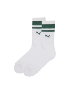 Lot de 2 paires de chaussettes hautes blanches unies avec liseré vert